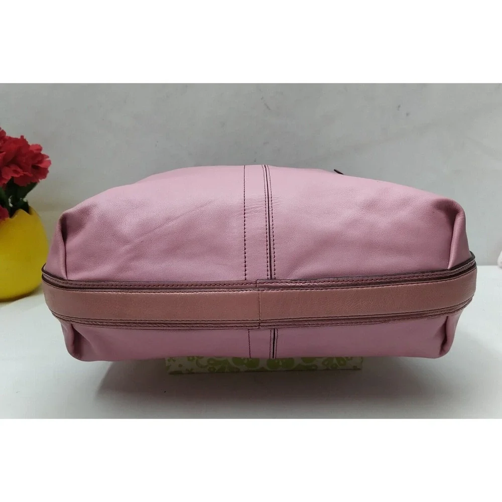 Coach Audrey Pink Leather Zipper Closure Hobo Shoulder bag